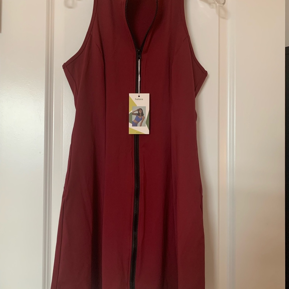 NWT Women’s HALARA Red Violet Midi Work Out Dress.  Size Medium.